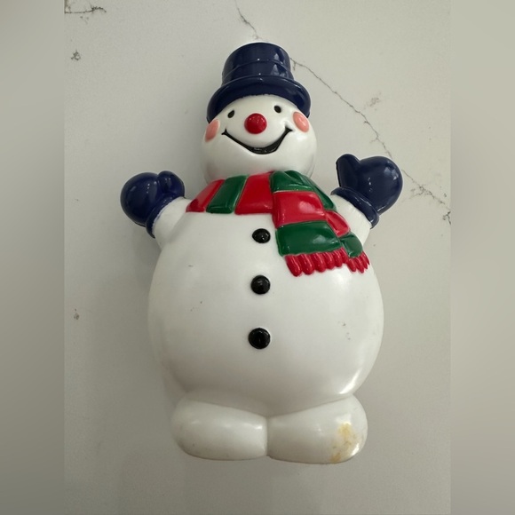 VTG Snowman Light Cover Figurine Christmas 8” Hard Plastic Blow Mold - Picture 1 of 4
